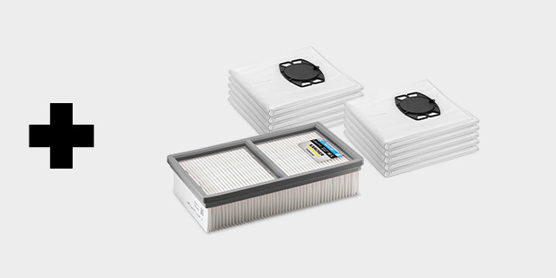 2x torebki filtracyjne fizelina + 1x płaski filtr falisty PES