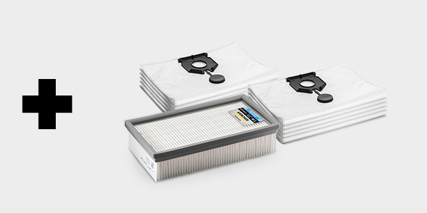 worki filtracyjne + płaski filtr plisowany do pracy na sucho i na mokro