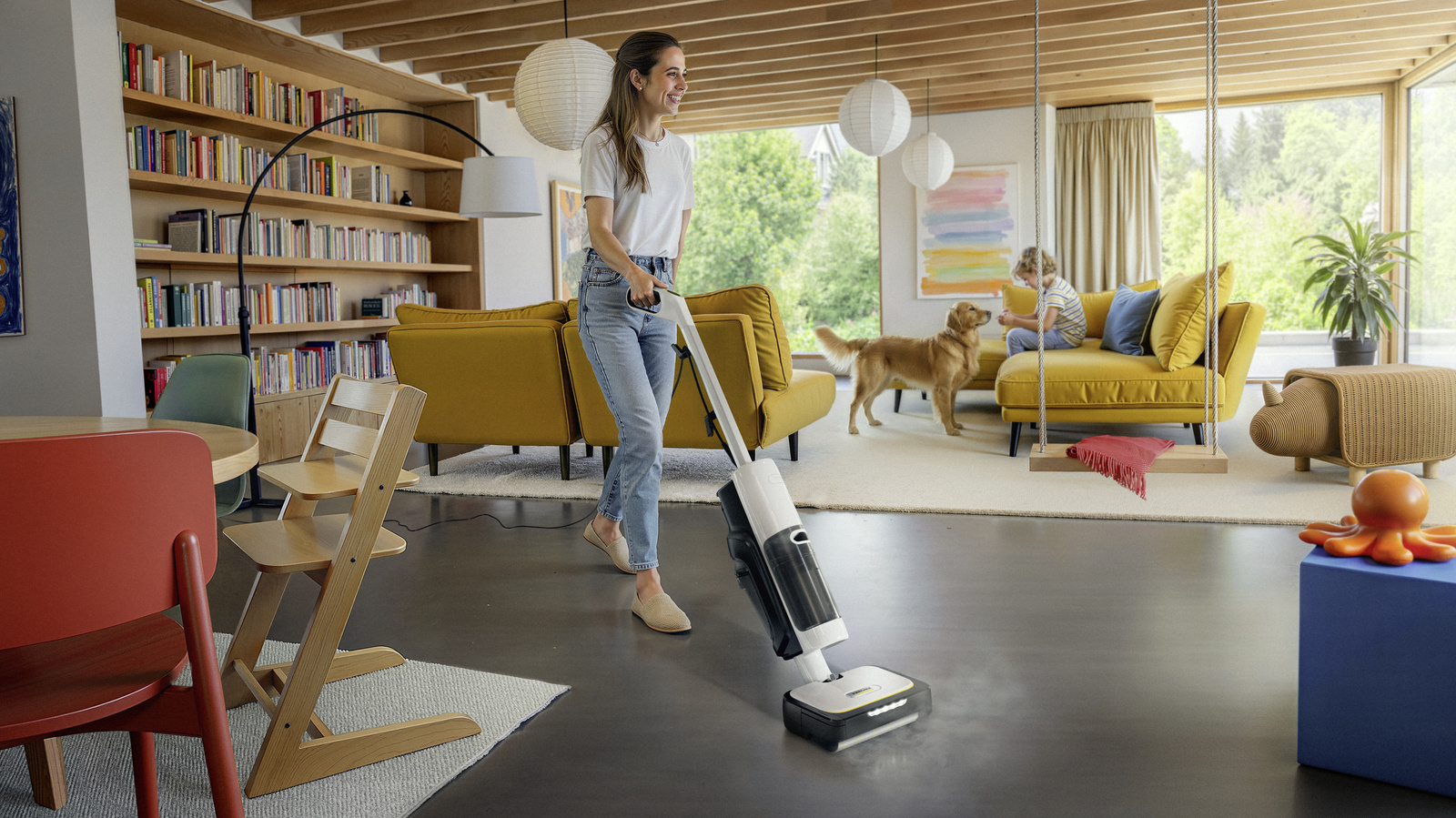 Kärcher SCV 4 Steam Vac: leistungsstarker Dampfreiniger mit Kabel für unterbrechungsfreie Reinigung ohne Akkuladezeiten.