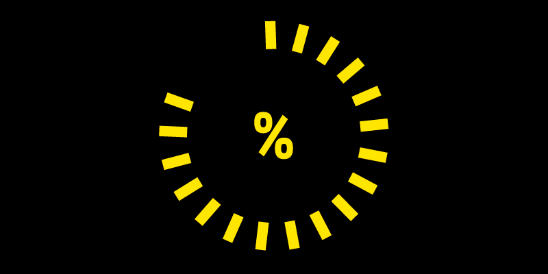 illustration of a clock with a percentage sign in the middle