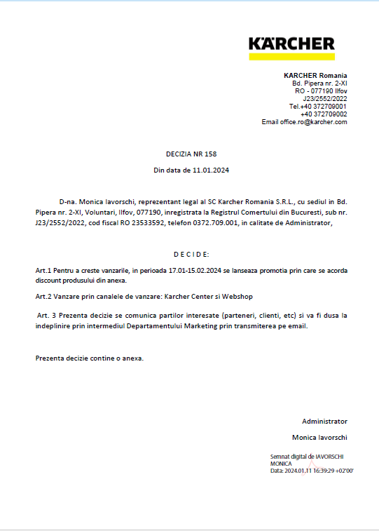 Decizie - Anexa 1 Regulament Promotie Roboti