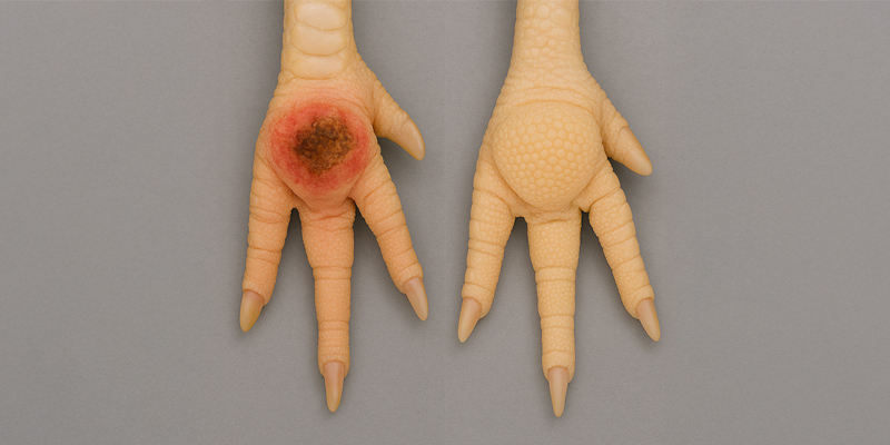 Comparativo entre pé de frango limpo com solução Kärcher para Industria Alimentícia e Agronegócio