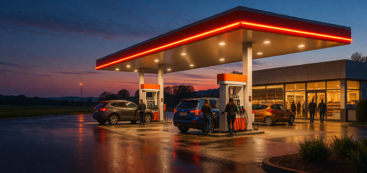 Cleaning service stations