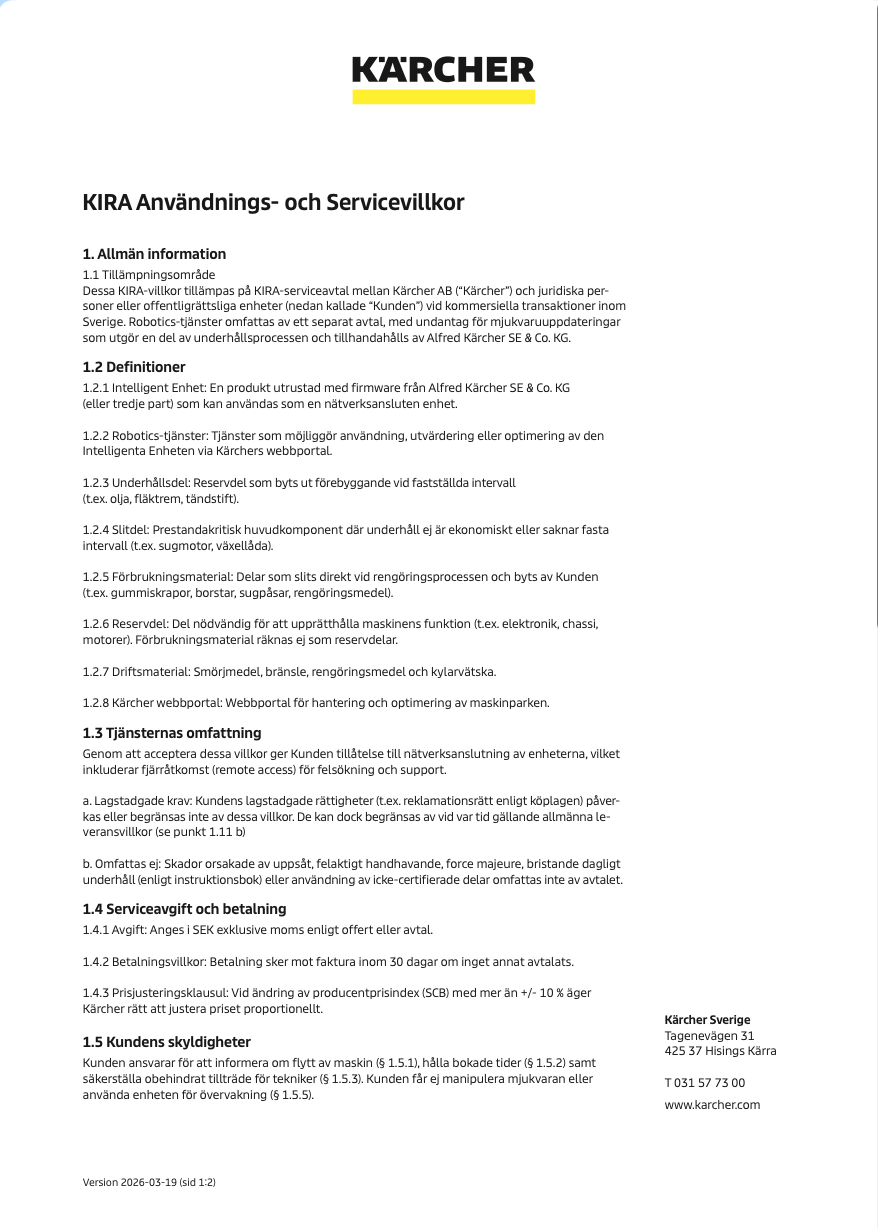 KIRA Användnings- och Servicevillkor