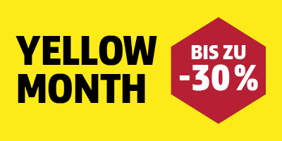  Dieses Bild ist ein Werbebanner für die Yellow Month Aktion im Kärcher Onlineshop. Es gibt bis zu 30% Rabatt.