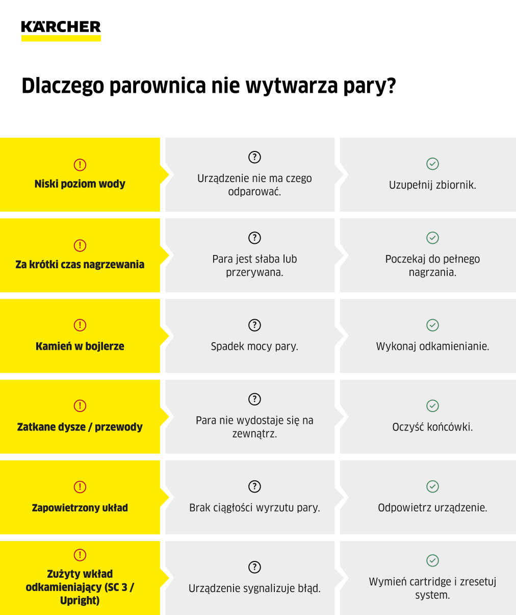parownica nie wytwarza pary zdjęcie infografika