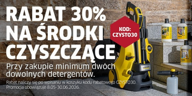 Rabat 30% na środki czyszczące przy zakupie min. dwóch z kodem CZYSTO30