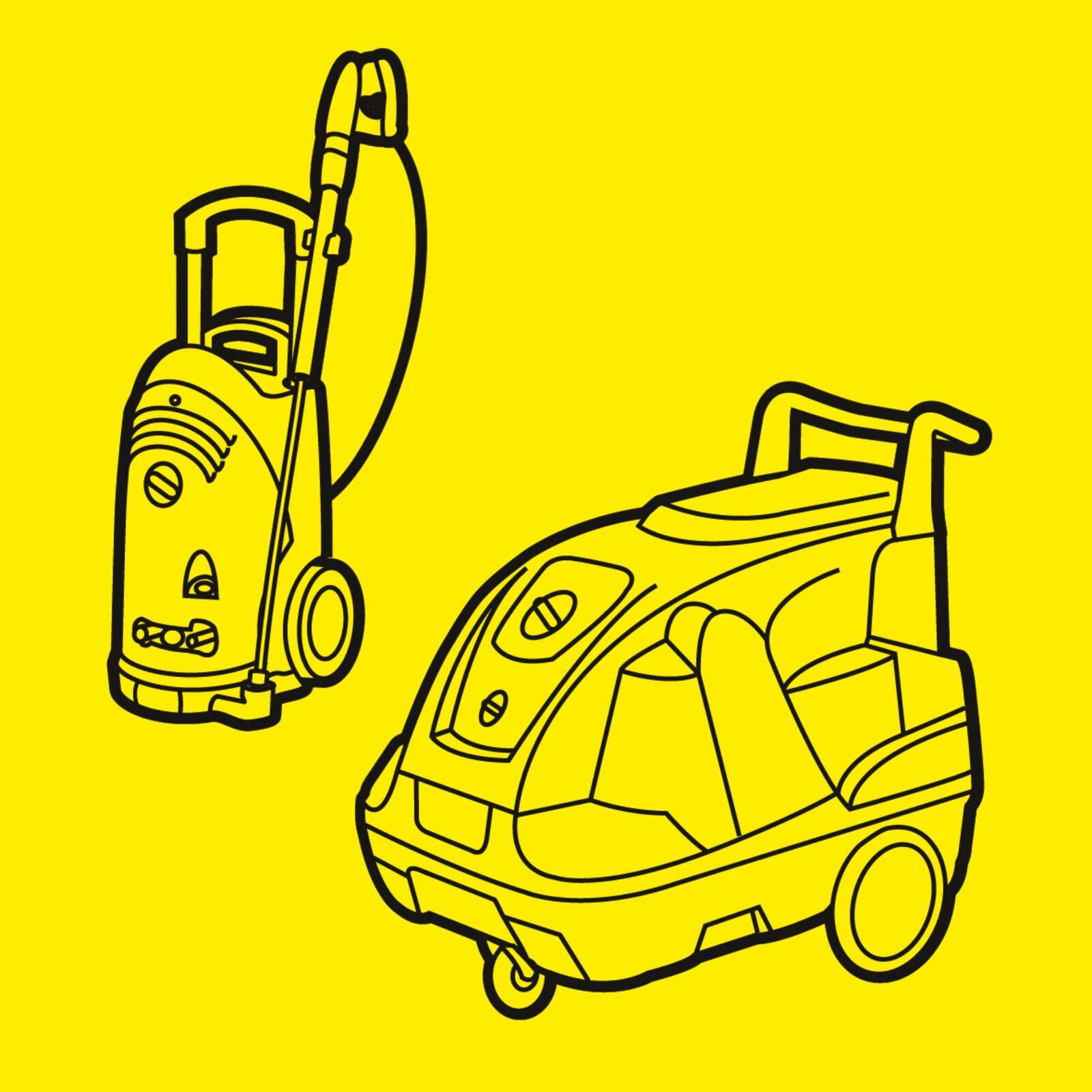 Ilustração dos diferentes modelos de alta pressão da Kärcher