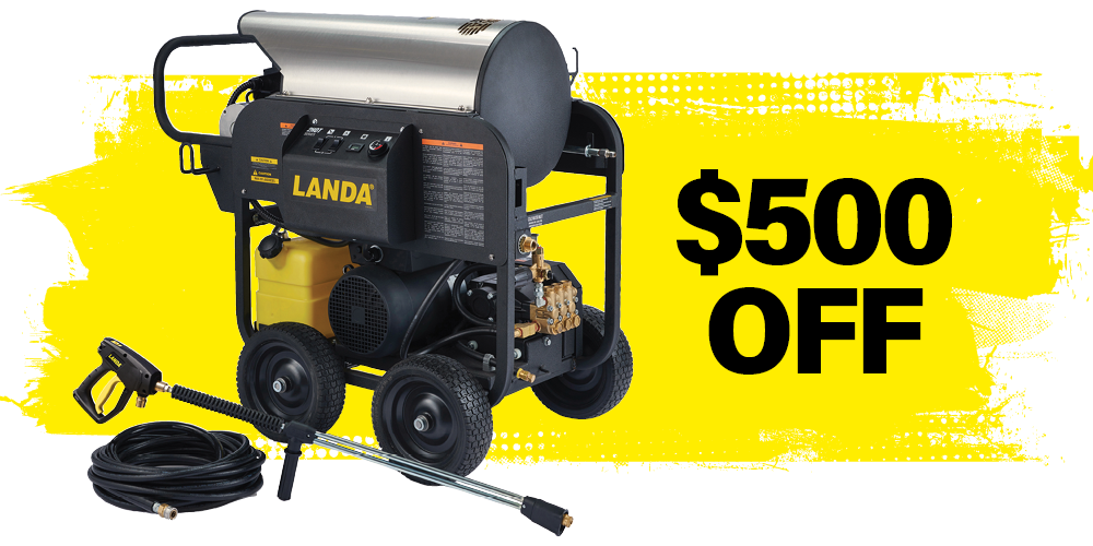 special offer graphic of Landa's HOT Series hot water electric pressure washer