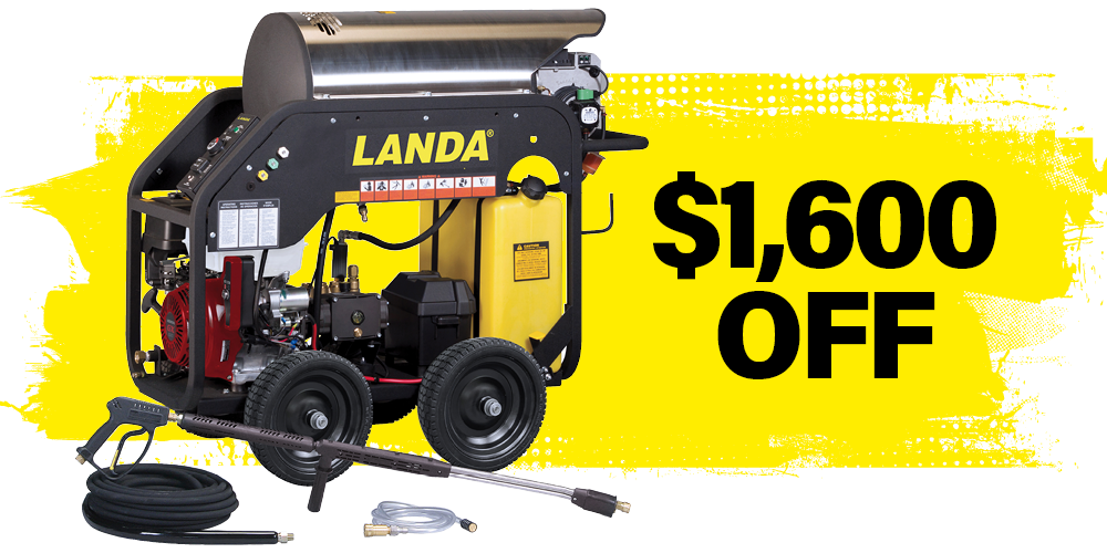 special offer graphic of Landa's MHC Series hot water gas pressure washer