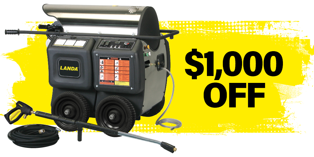 special offer graphic of Landa's PHW Series hot water electric pressure washer