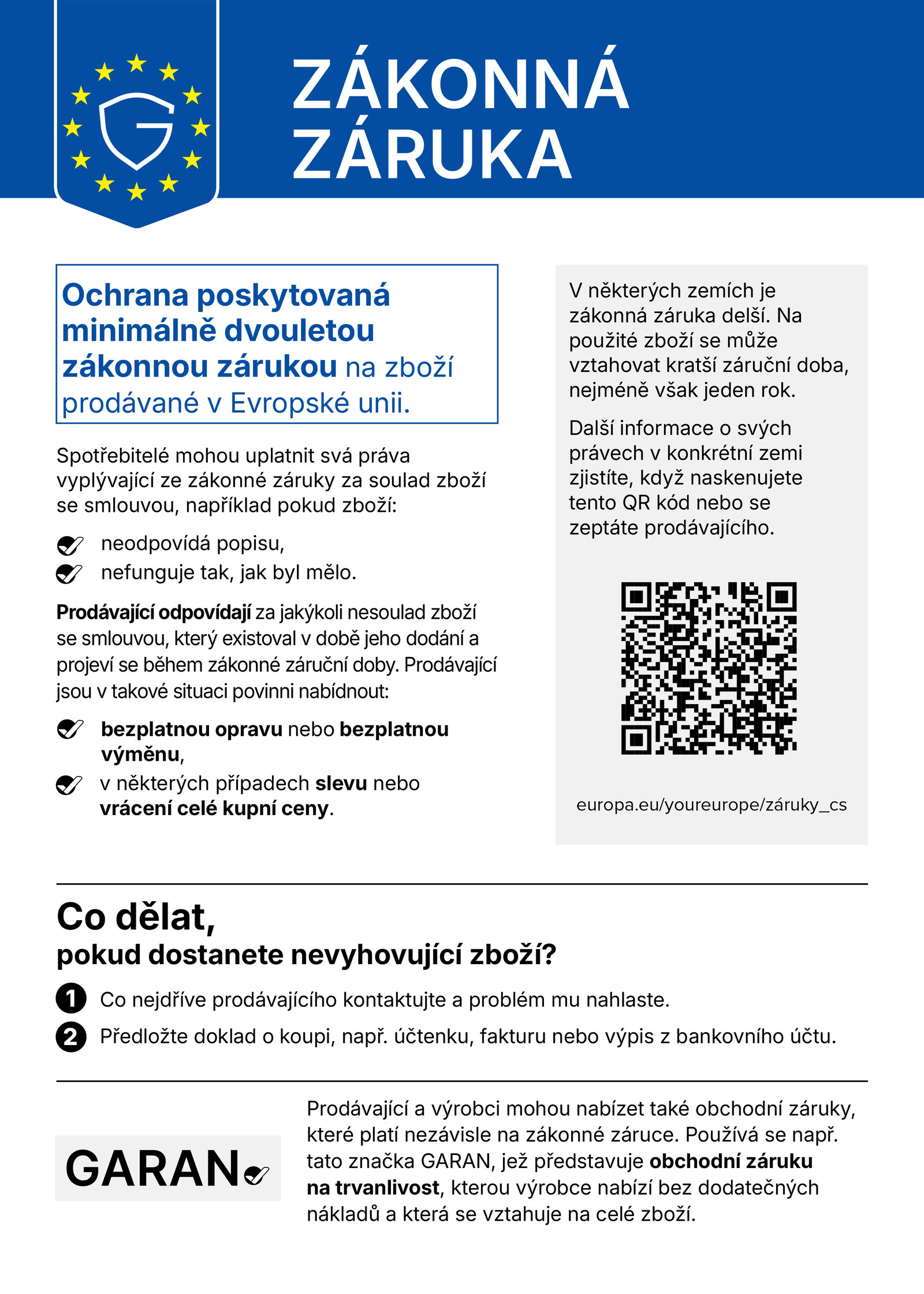 Harmonizované oznámení o záruce