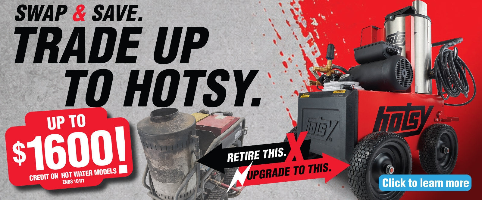 Promotional graphic for a Hotsy fall offer. Ends October 31, 2026.