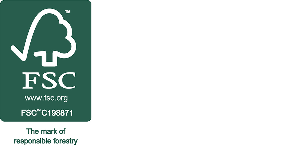 FSC logo with license code C198871 and the tagline "The mark of responsible forestry"