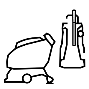 Line icon of a floor scrubber dryer and a pressure washer