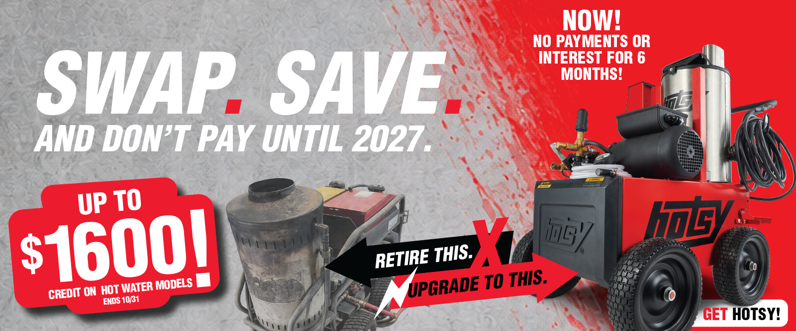 Promotional graphic for Hotsy's fall offers.