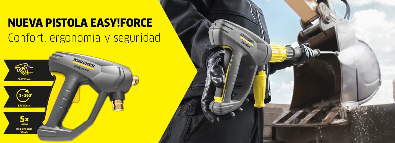 Máximo rendimiento con Pistola Easyforce para limpiadoras de alta presión de gama profesional de Kärcher