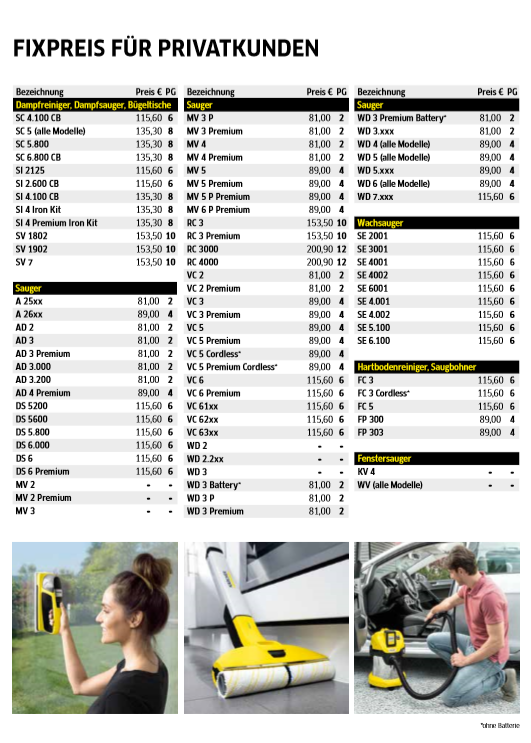 Reparaturpreisliste Reparaturpreisliste