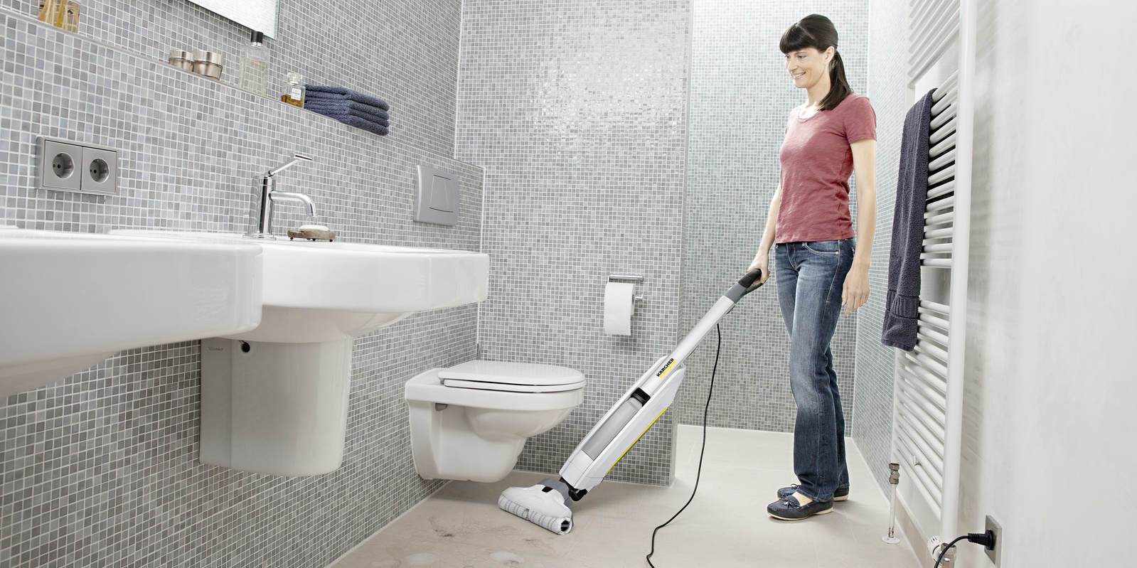 Karcher FC 5 Premium Cleans Bathroom Ceramic Tile Floors Karcher FC 5 Premium Cleans Bathroom Ceramic Tile Floors