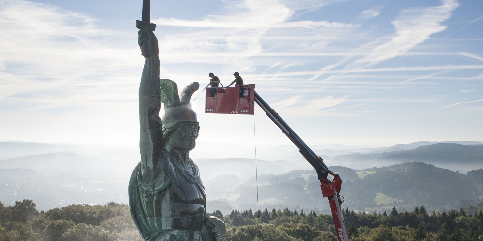 Cleaning of Hermann Monument in Detmold, Germany Cleaning of Hermann Monument in Detmold, Germany