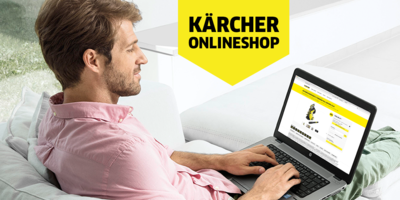Férfi a Kärcher webshopban vásárol