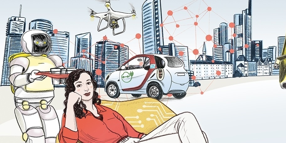 Cleaning trends of the future Illustration Cleaning in the year 2040