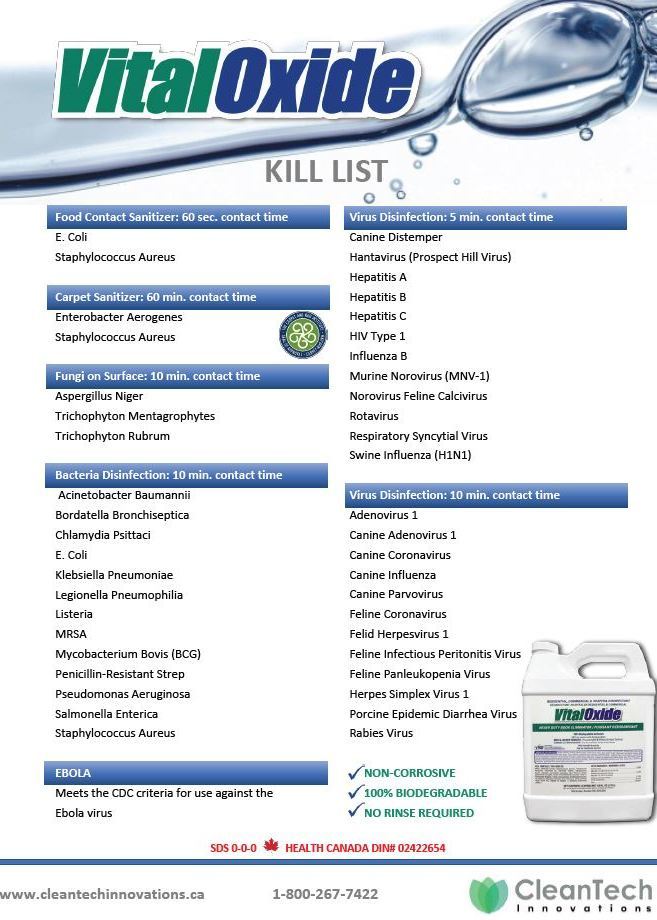 Vital oxide kill list