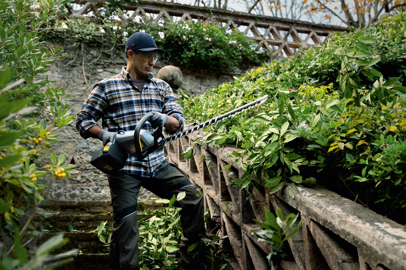 Bring Back The WOW Photo Man trimming hedge