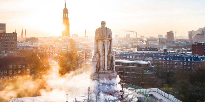 Cleaning of Hermann Monument in Detmold, Germany