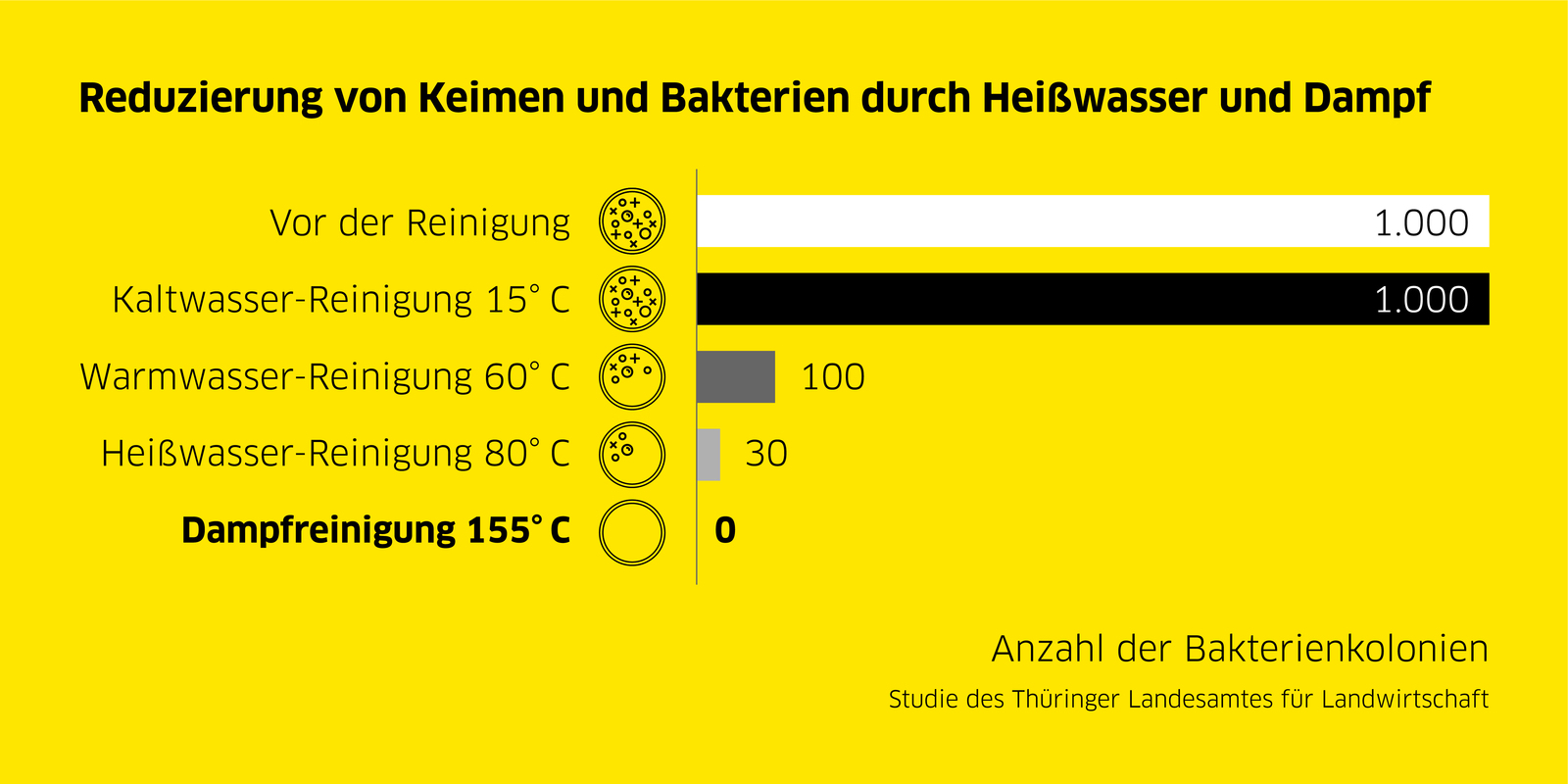 Reduzierung von Keimen und Bakterien durch Heißwasser und Dampf Reduzierung von Keimen und Bakterien durch Heißwasser und Dampf