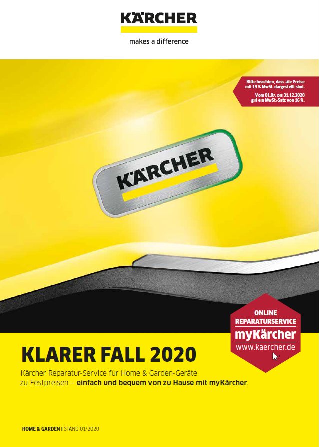 Kärcher Reparatur-Service für Home & Garden-Geräte zu Festpreisen