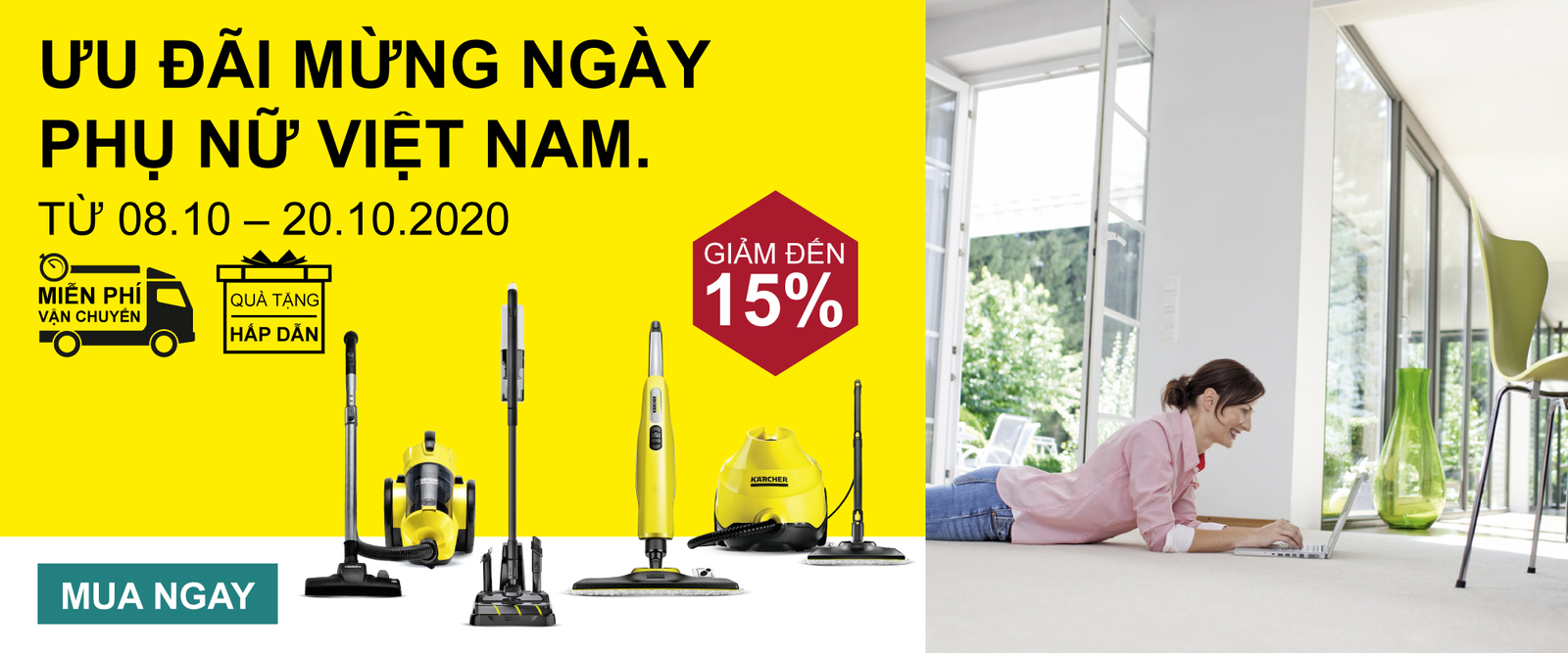 Karcher-mung-ngay-phu-nu-VN Cleaning hard surfaces with a steam cleaner