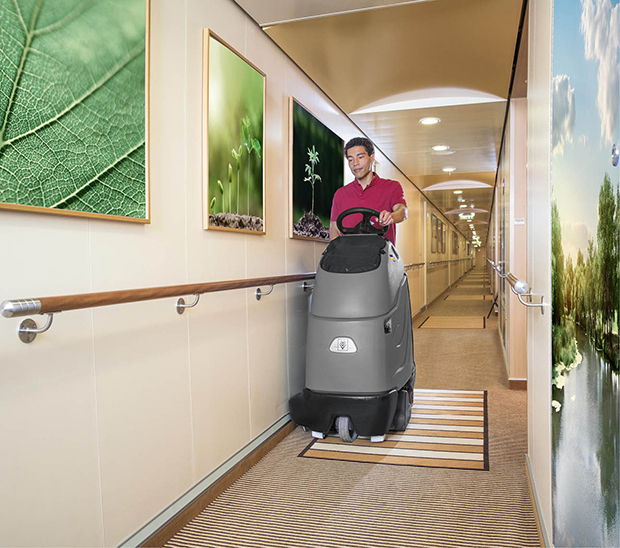 quick hallway cleaning worker quickly cleans hallway floors
