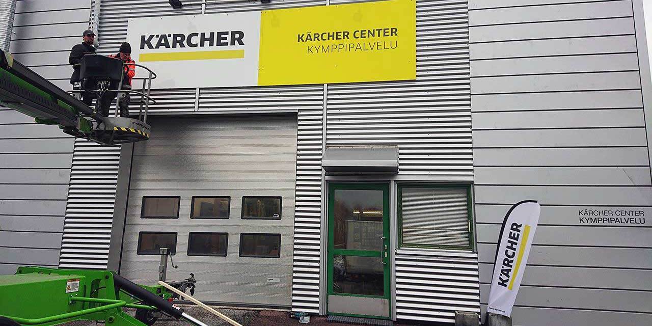 Kyltin kiinnitys, Kärcher Center Kymppipalvelu Kyltin kiinnitys, Kärcher Center Kymppipalvelu