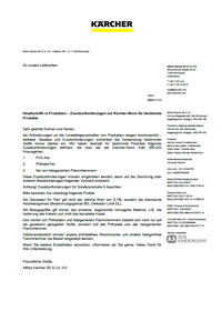 Zusatzanforderungen zur Kärcher-Norm 050.032 für bestimmte Produkte Zusatzanforderungen zur Kärcher标准050.032 für最佳产品