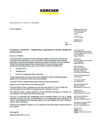 Kärcher标准050.032对某些产品的补充要求