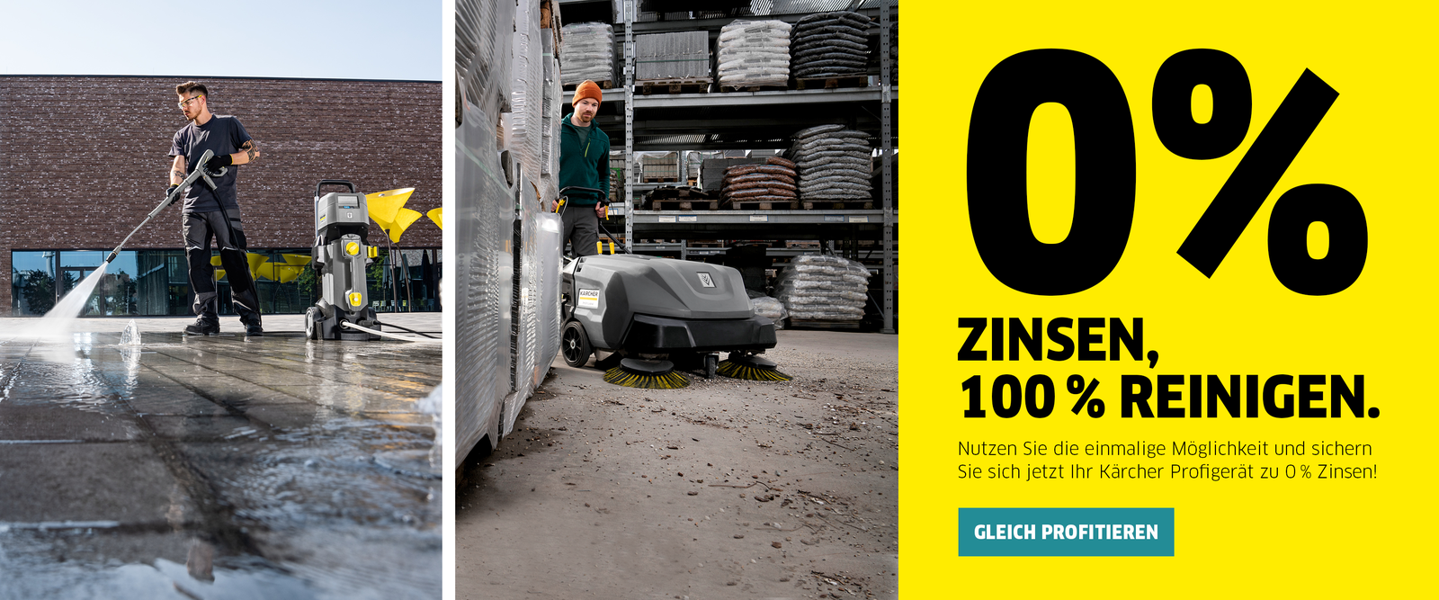 0% Zinsen, 100% Reinigen mit Kärcher Profigeräten 0%辛森,100%雷尼根,Kärcher Profigeräten