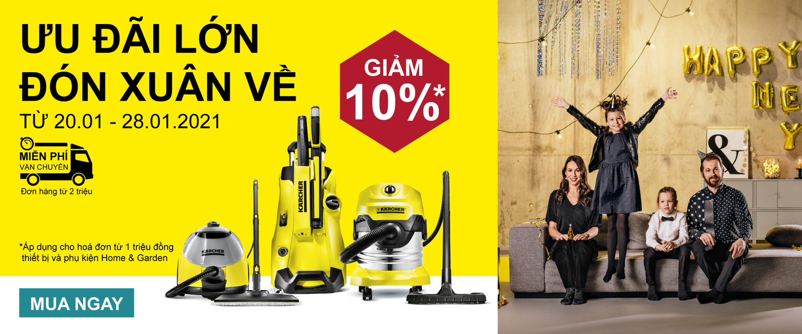 Karcher-don-nha-don-xuan Cleaning hard surfaces with a steam cleaner
