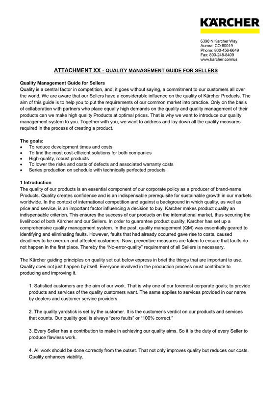 Manufacturing Supply Agreement Quality Management Guide Manufacturing Supply Agreement Quality Management Guide