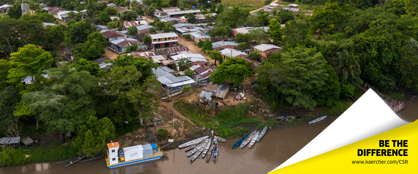 Visit to the village of hope Aerial view of the little fisher village Bocas del Carare in Colombia