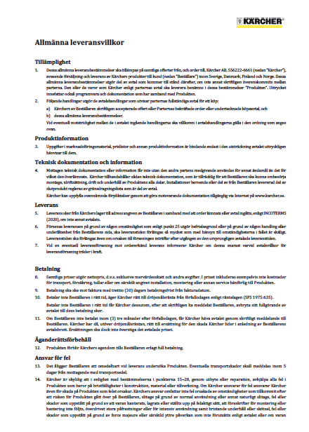 Allmänna leveransvillkor