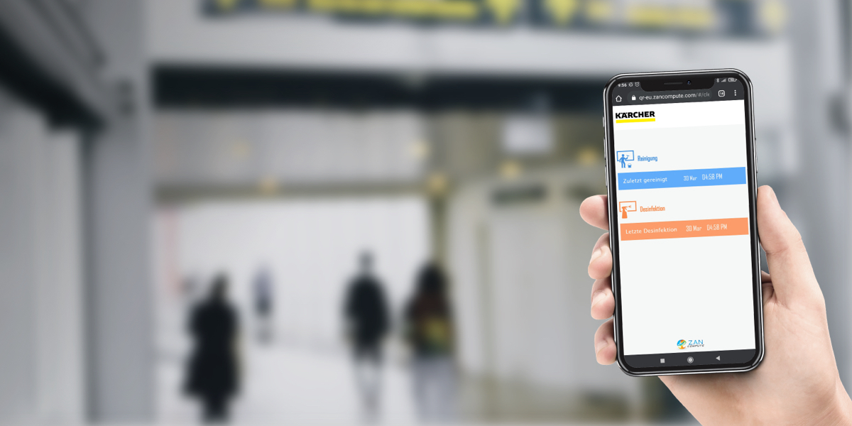 智能手机上Kärcher动态清洁应用的特写视图