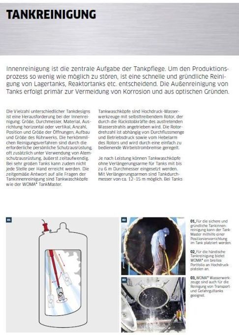 Wasserhochdruck-Anwendungen | Tankreinigung | WOMA GmbH