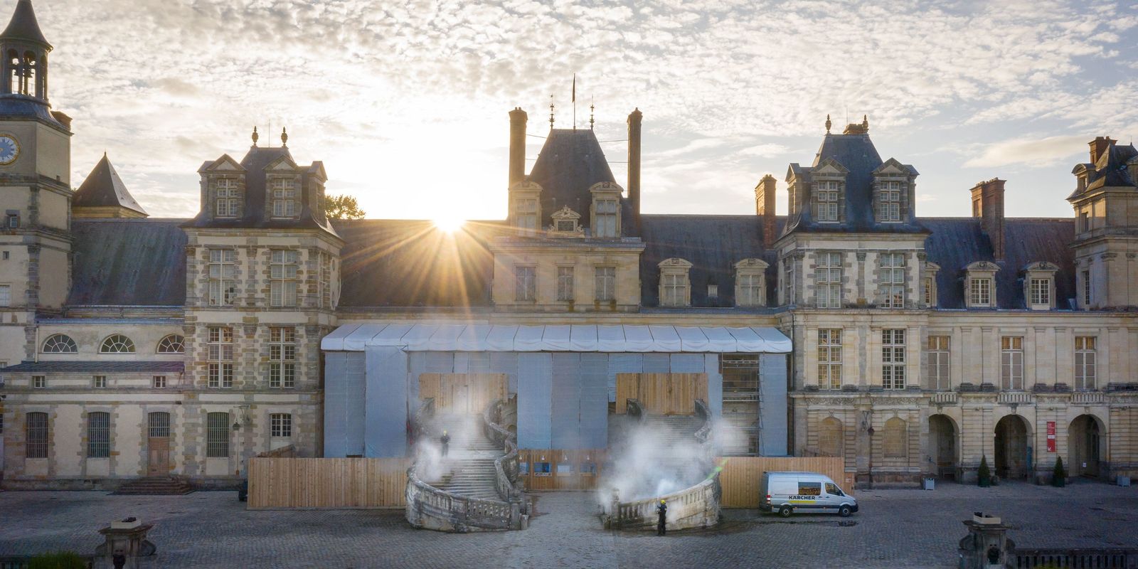 Reinigung des Hermann-Denkmals in Detmold, Deutschland