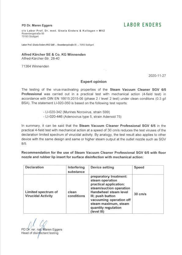 Expert opinion SGV steam cleaner virus SGV 6-5 Expert opinion SGV steam cleaner virus SGV 6-5