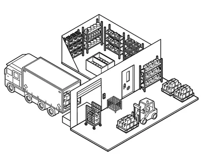 Delivery and storage area illustration