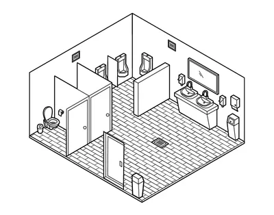 Hotel toilets illustration